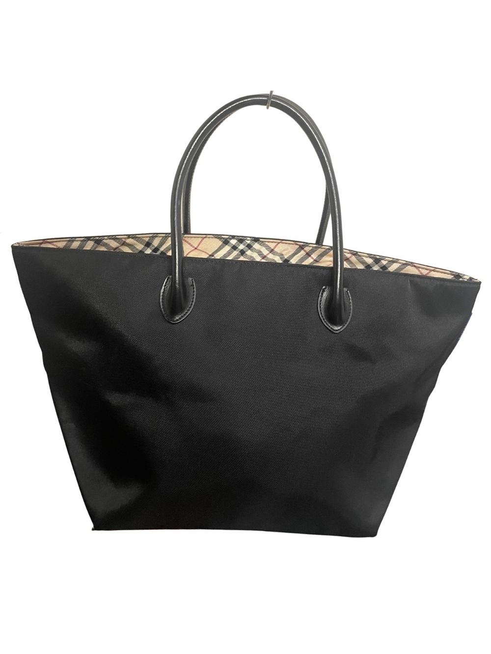 Burberry London Blue Label Black Tote with Nova Check Trim
